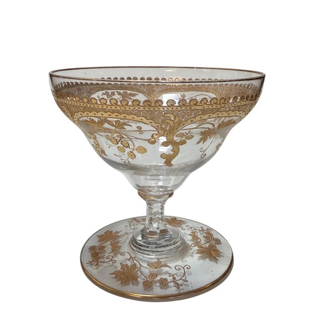 St. Louis Crystal Set of 6 Antique St. Louis Gold Encrusted Crystal Dessert Compotes For Sale - Image 4 of 6