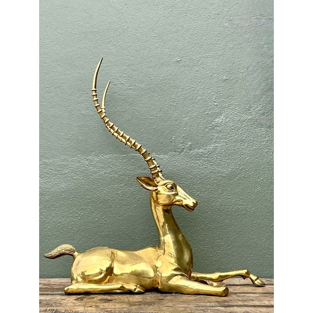Vintage Monumental Brass Gazelle For Sale - Image 10 of 12