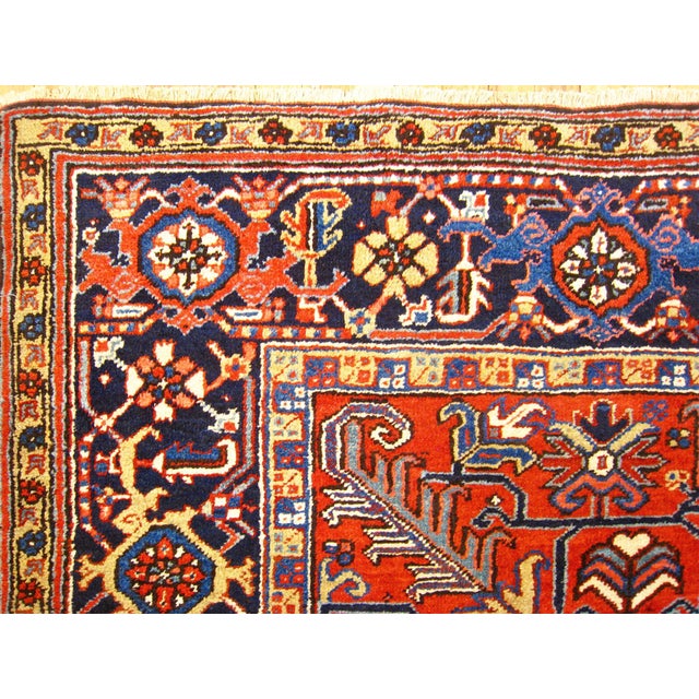 Vintage Persian Decorative Oriental Heriz Rug in Room Size For Sale - Image 10 of 12