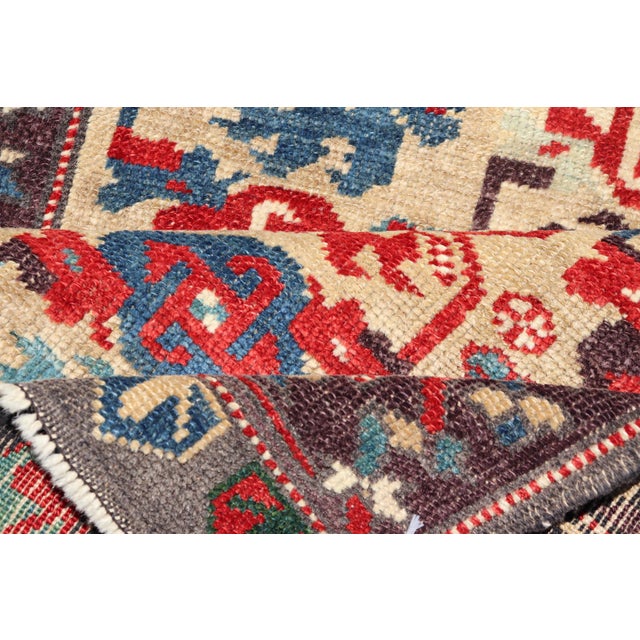 Vintage Turkish Oushak Rug With Bold Red, Blue, and Gray Tribal Motifs For Sale - Image 9 of 10