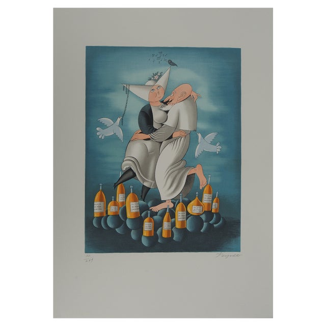 Raymond Peynet, The Priest and the Nun, Original Lithograph For Sale