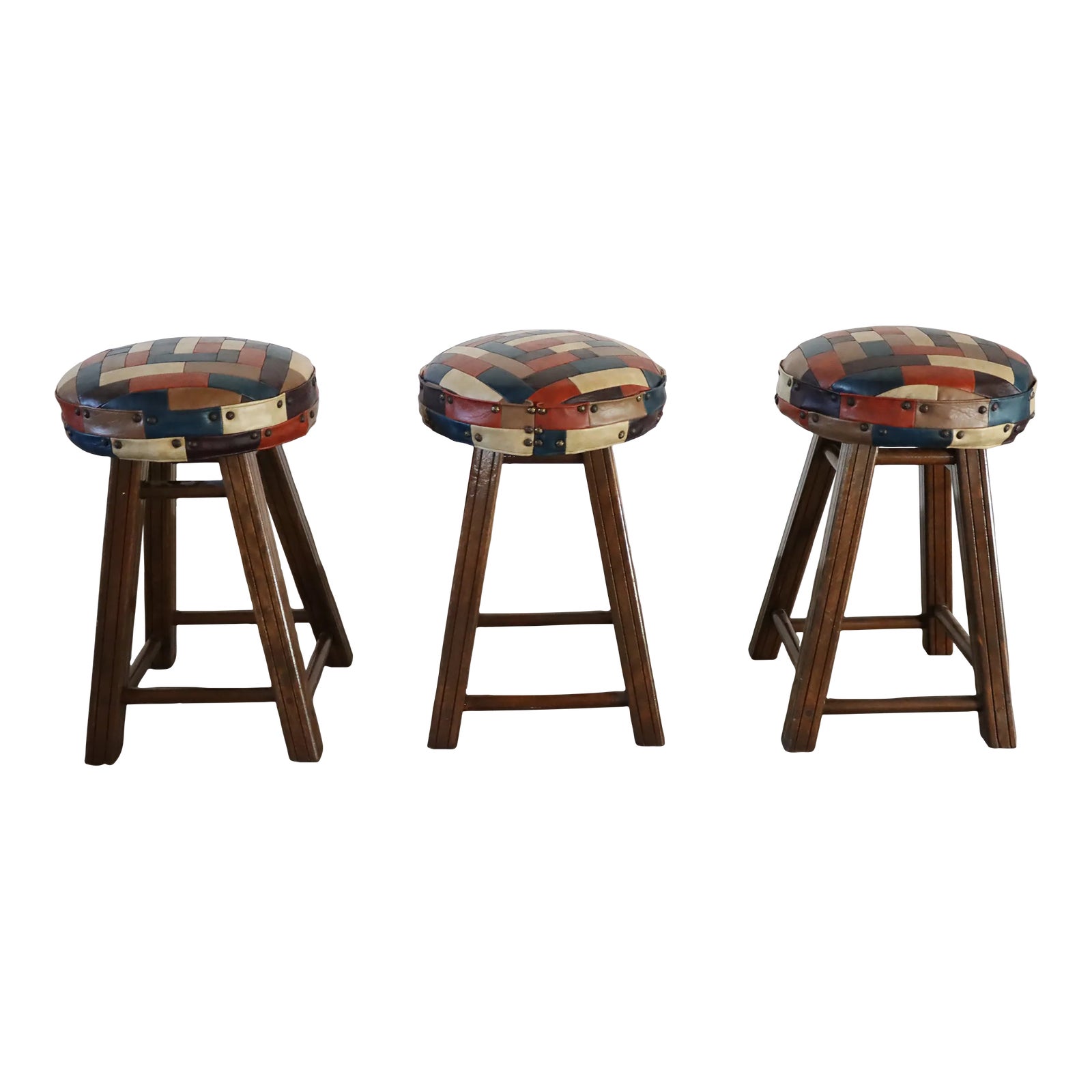 Adirondack Style Leather Counter Stool Set/3 Chairish