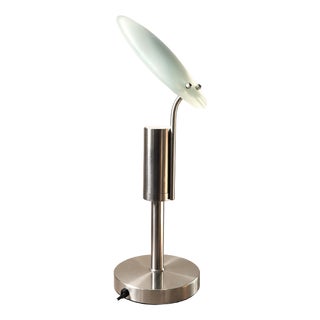 Adjustable Frosted Glass Disc Table Lamp, France, 1990s For Sale