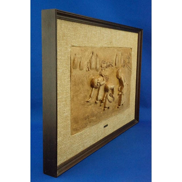 1930s Bucci Melandri School The Gleaners Bas-Relief Plaque in Ceramic Faenza by Aldo Bacchilega, Italy, Early 1900s For Sale - Image 5 of 18