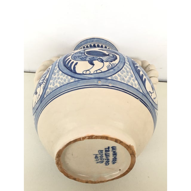20th Century Glazed Earthenware Spanish Blue and White Painted Urn, Vase For Sale - Image 4 of 10