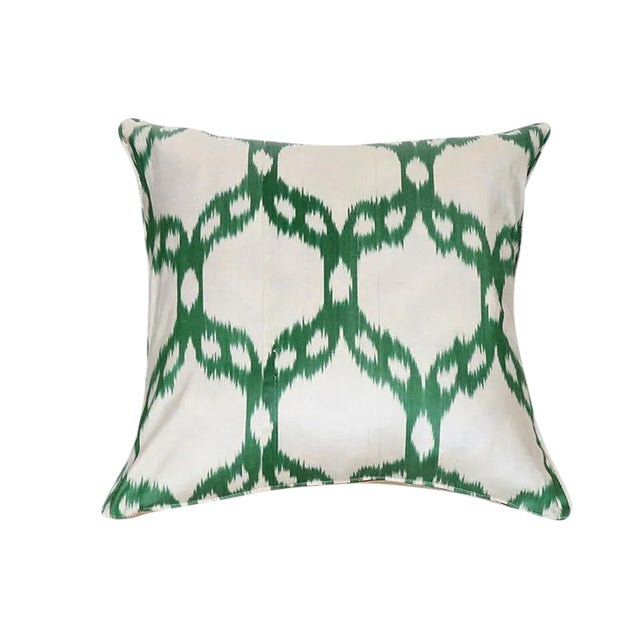 Ikat Green Mosaic Pillow For Sale