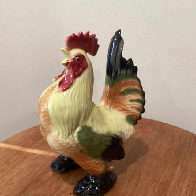 Tall Collectible.Unique hand painted colorfully ceramic Rooster in boots statue - figure 9”