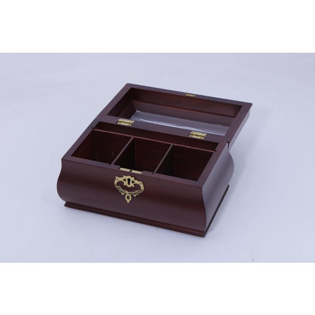 Virginia Metalcrafters Virginia Metalcrafters Mahogany Rectangular Tea Caddy Jewelry Box For Sale - Image 4 of 14