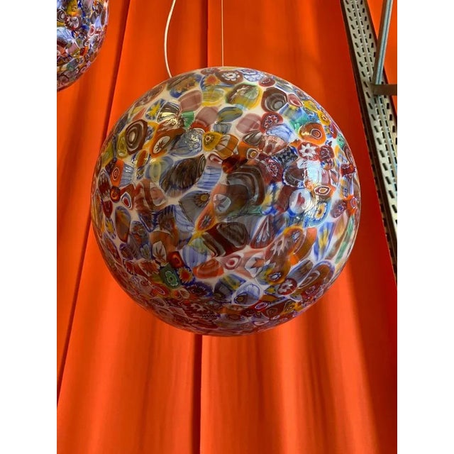 Milky-White Sphere in Murano Style Glass with Multicolored Murrine from Simoeng For Sale - Image 9 of 10