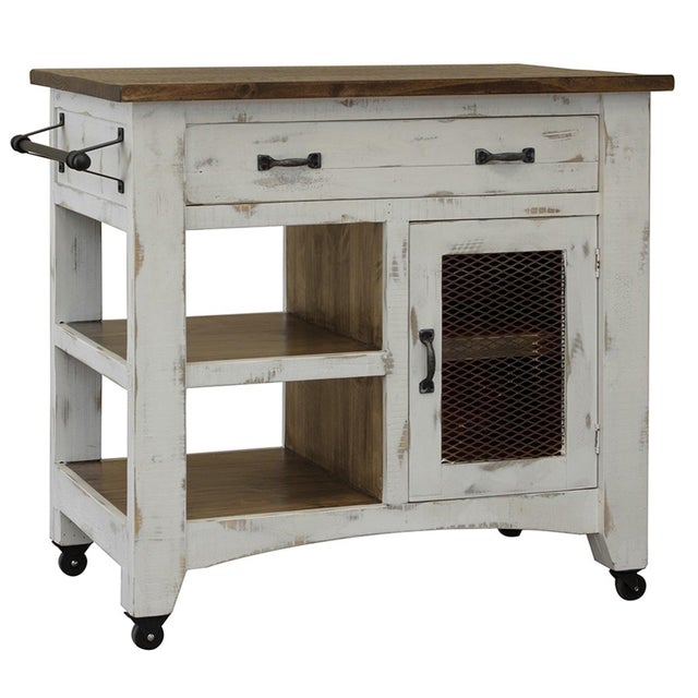 Wood Greenview Kitchen Island - Distressed White - 39" For Sale - Image 7 of 7