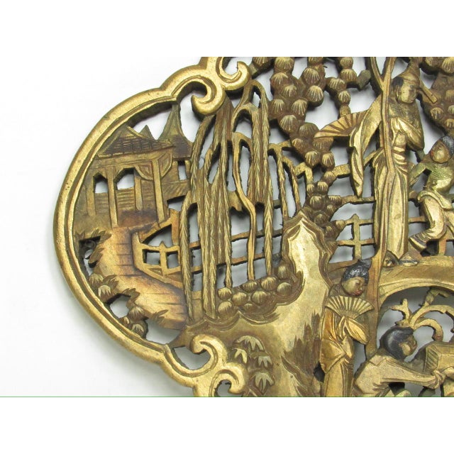 Chinese Chinese Carved Gilt Wood Hanging Panel For Sale - Image 3 of 12