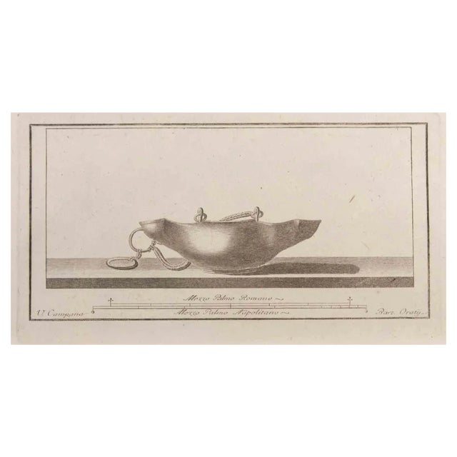 Vincenzo Campana, Oil Lamp to Hang, Etching, 18th Century For Sale
