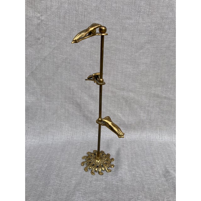 Vintage Brass Hand Note Card Holder Stand | Chairish