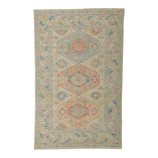 Grandmillenial Colorful Oushak Rug - 5'10 X 9'02 For Sale