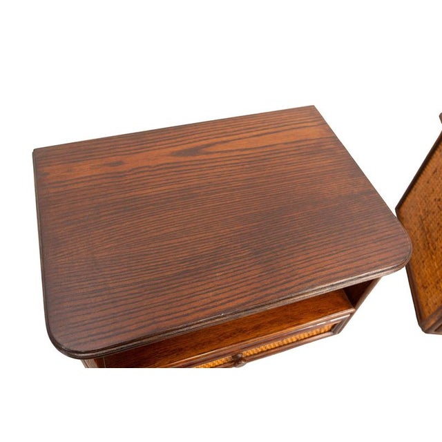 Brown Nightstands in Rattan & Elm, 1970s, Set of 2 For Sale - Image 8 of 13