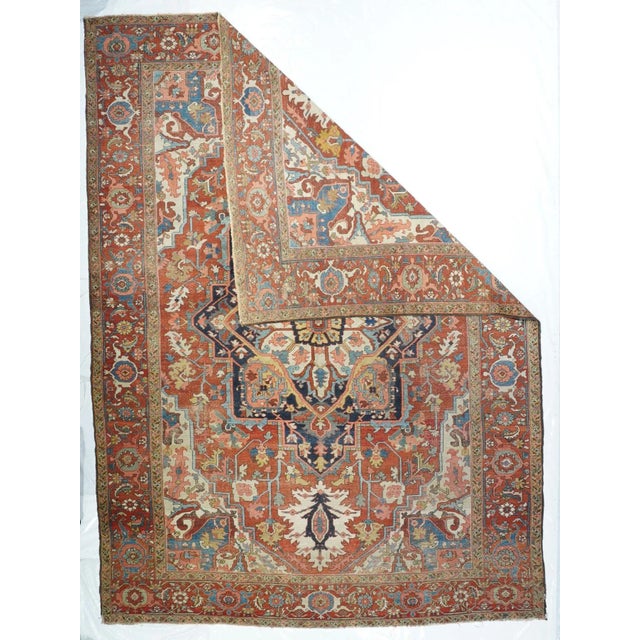 Late 18th Century Late 18th Century Antique Serapi Rug 9'9'' x 13'6'' For Sale - Image 5 of 11