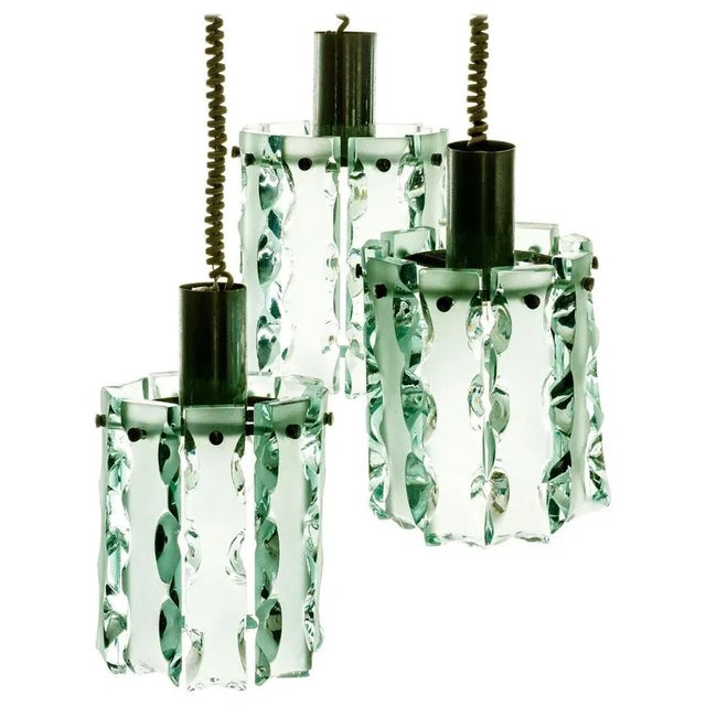 Glass Pendants Attributed to Fontana Arte, 1970, Set of 3 For Sale - Image 7 of 7