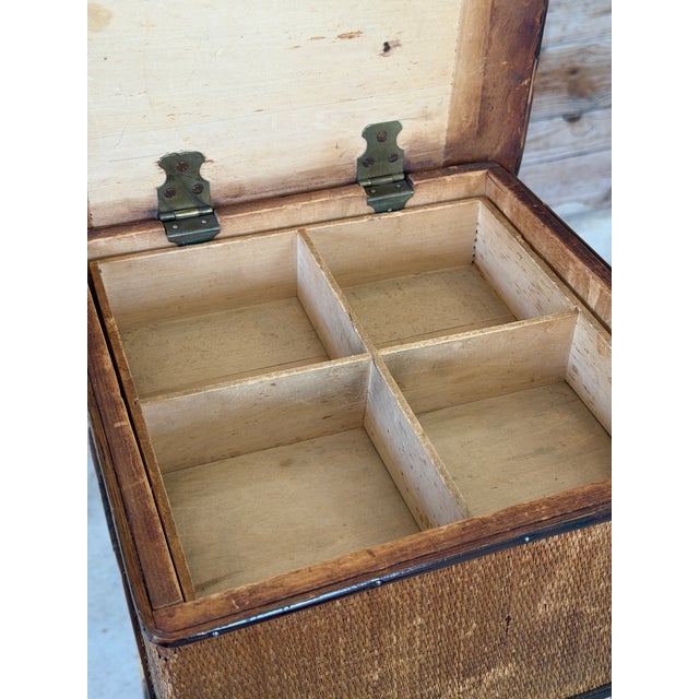 Late 19th Century Restored Scorched Bamboo Sewing Stand With Woven Rattan Top For Sale - Image 4 of 11