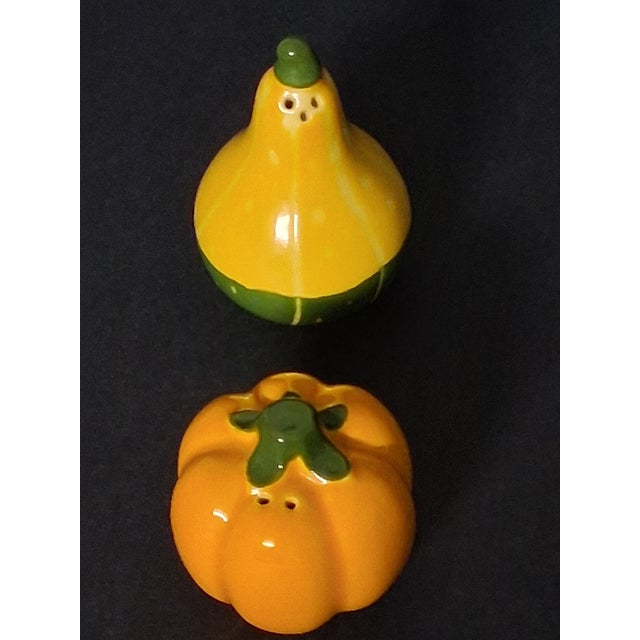 Vintage 1980s "Shades of Autumn" Ceramic Gourd & Pumpkin Salt & Pepper Shakers - A Pair For Sale - Image 10 of 10