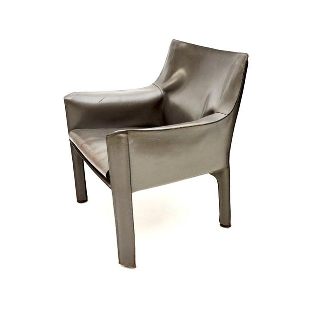 Cassina Vintage Italian Leather Cab Armchair attributed to Mario Bellini for Cassina, 1970s For Sale - Image 4 of 8