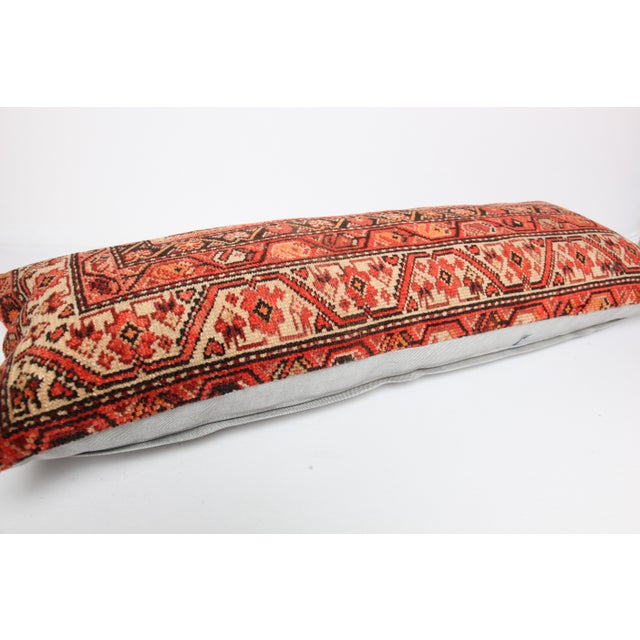 Red Vintage Antique Persian Rug Lumbar Pillow Cover – Tribal Decorative Cushion For Sale - Image 8 of 10