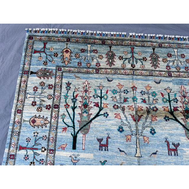 Afghan Pictorial Tree of Life Hand-Knotted Wool Rug - 7'11" X 5'6" For Sale - Image 11 of 14
