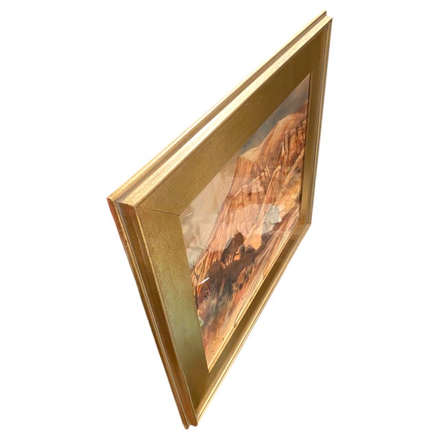 Gold Mid 20th Century Dorothy Lawrey Vorhees Original Painting New Mexico Mountain Landscape Southwest For Sale - Image 8 of 11