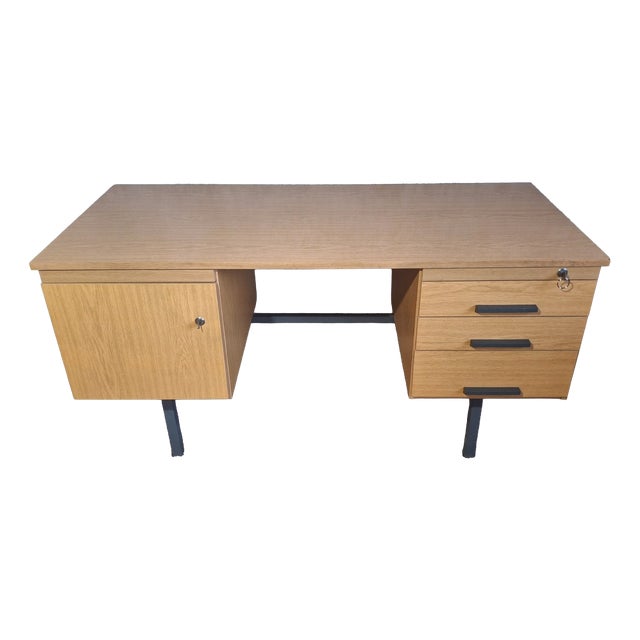 Vintage Ministers Desk with Double Drawers, 1960s For Sale