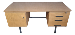 Vintage Ministers Desk with Double Drawers, 1960s