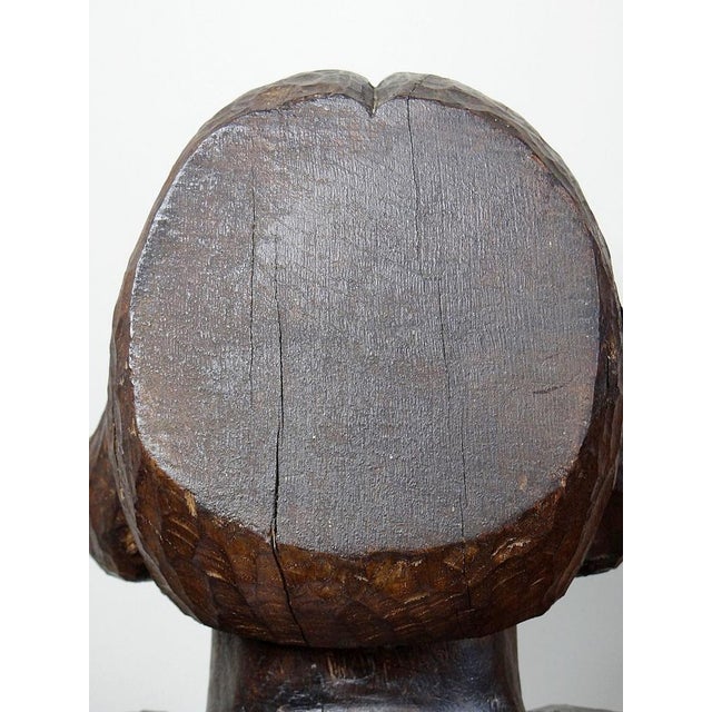 Large Bust of a Woman Carved with a Gouge, 19th Century, Wood For Sale - Image 11 of 17