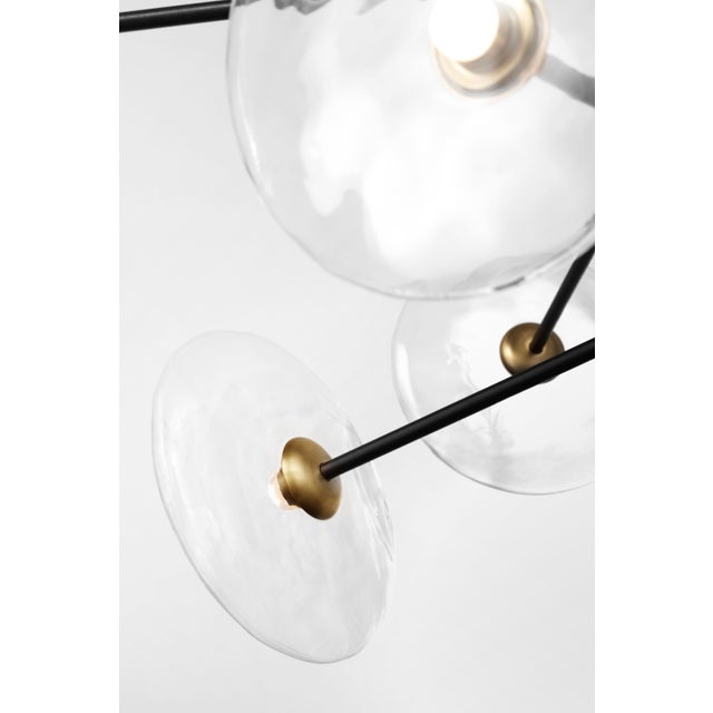 2020s Ian K. Fowler for Visual Comfort Signature Calvino X-Large Radial Chandelier in Aged Iron & Hand-Rubbed Antique Brass with Clear Glass For Sale - Image 5 of 9