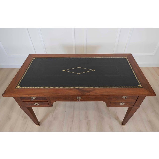 On Hold - French 19th Century Louis XVI Style, Leather-Top Desk For Sale - Image 4 of 11