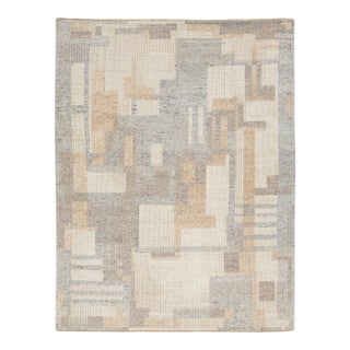 Modern Moroccan Style Wool Rug Handwoven Abstract in Neutral Earth Tones For Sale