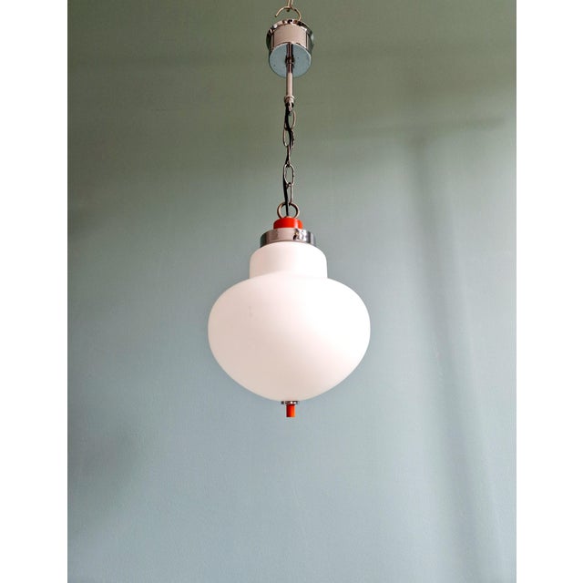 Space Age Pendant Light in White Opaline, 1970 For Sale - Image 3 of 13