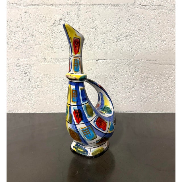 Italian Vintage Italian Hand-Painted Ceramic Decanter For Sale - Image 3 of 8