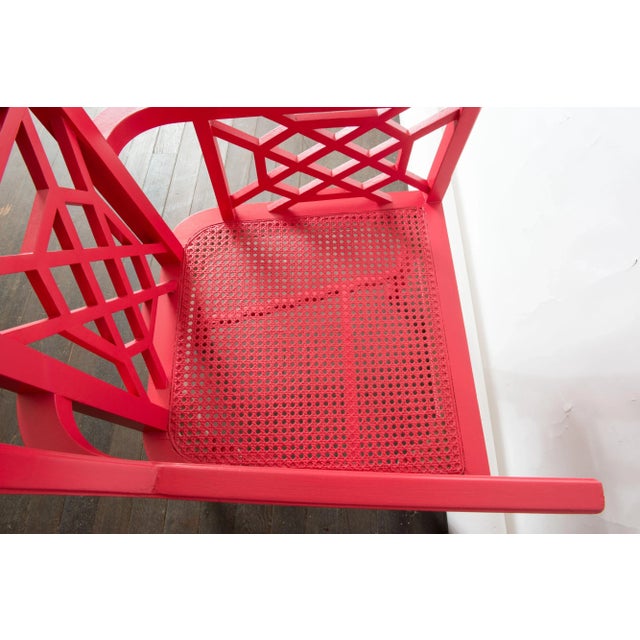 Wood Tall Chinese Chippendale Wingback Arm Chair For Sale - Image 7 of 8