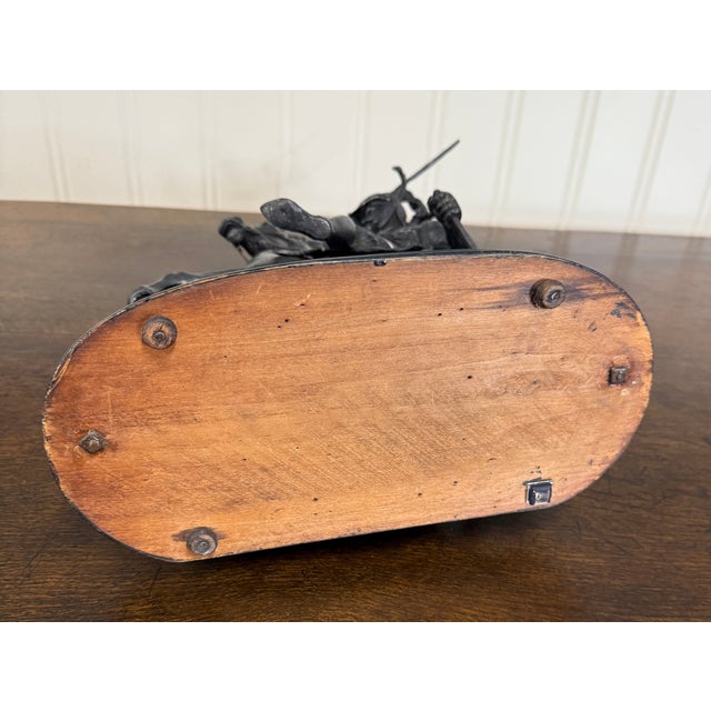 Antique French Pair of Patinated Spelter Sculptures Knights on Horseback For Sale - Image 15 of 16