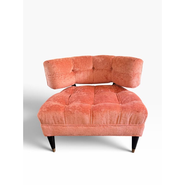 Mid Century Modern Billy Haines Tufted Velvet Lounge Chair.