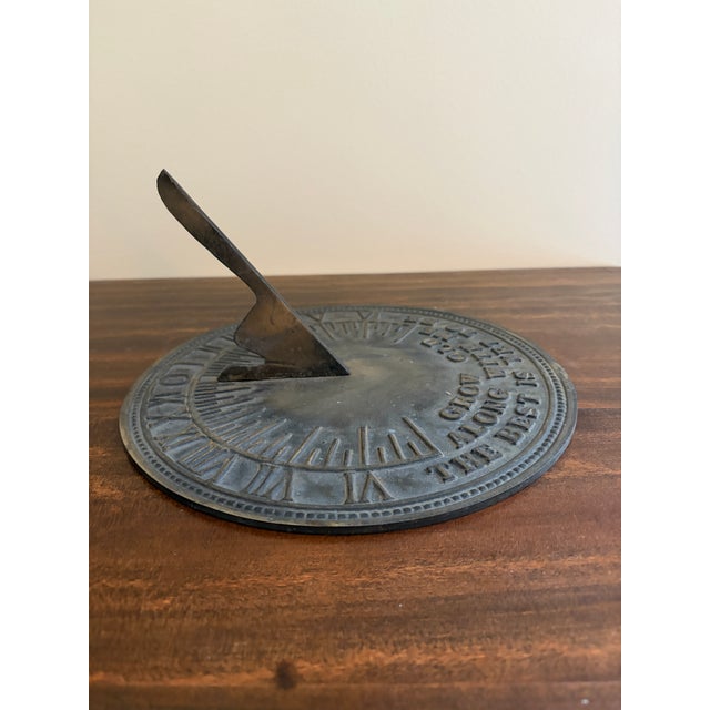 Vintage English Country Iron Garden Sundial "Grow Old Along With Me" For Sale In South Bend - Image 6 of 7