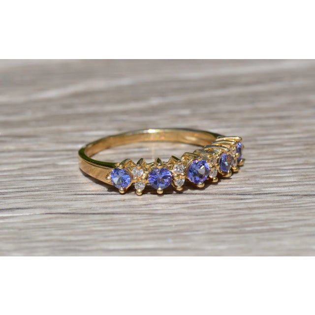 Early 21st Century The Adelfa: Ladies 14K Gold Band set with Tanzanite and Diamonds For Sale - Image 5 of 9