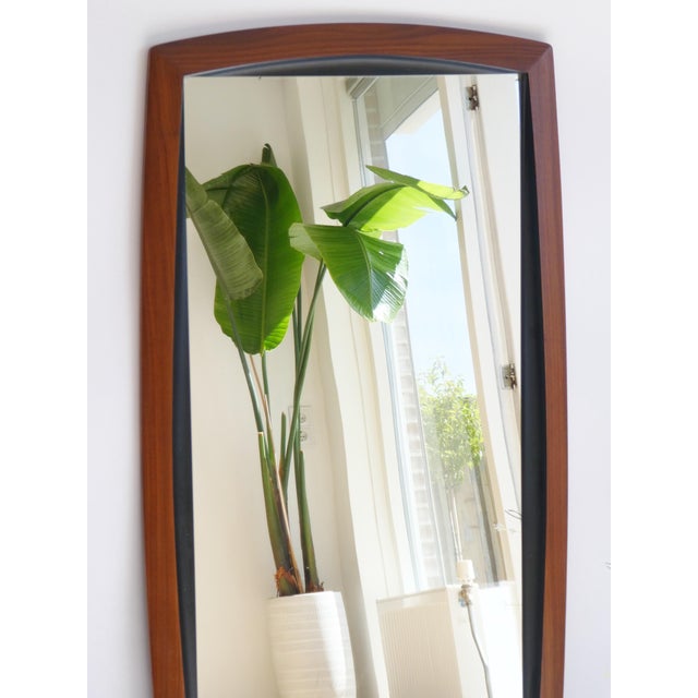 Vintage Modernist Scandinavian Danish Teak Wall Mirror, 1960s For Sale - Image 6 of 12