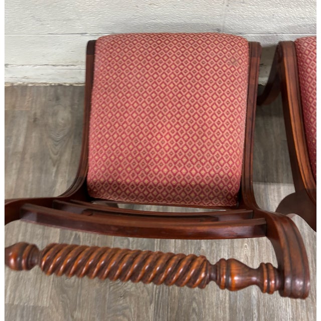 Vintage Willett Furniture Regency Style Barley Twist Top Mahogany Dining Chairs For Sale - Image 9 of 12