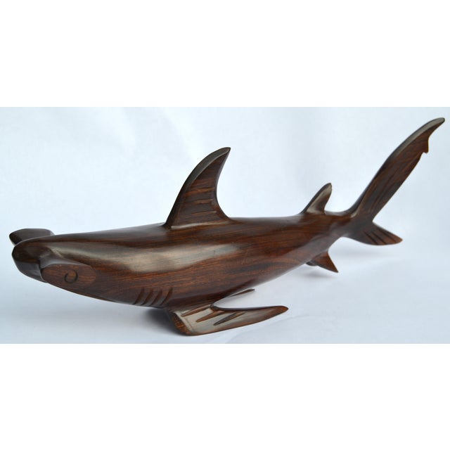 Stunning Mid-Century Modern Desert Ironwood hand-carved unique shark, collectible sculpture crafted from dense, high-...