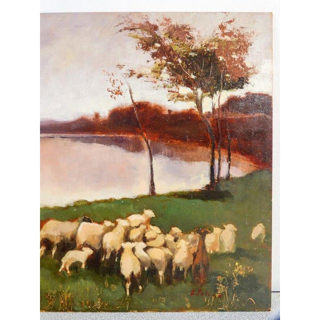 R. Salino, Flock at the Lake, Oil on Panel For Sale - Image 4 of 12