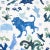Happy Menocal Schumacher x Happy Menocal Beasts Wallpaper In Blue And Green For Sale - Image 4 of 6
