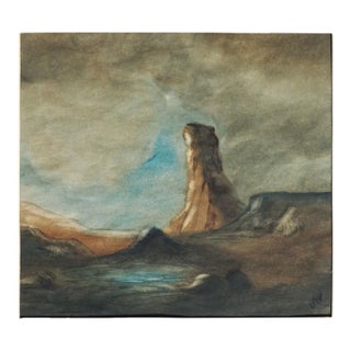 "Water Hole" - Early 20th C. Monument Rock Landscape For Sale