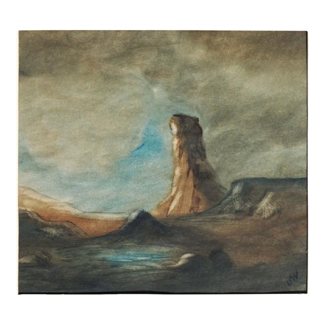 "Water Hole" - Early 20th C. Monument Rock Landscape For Sale