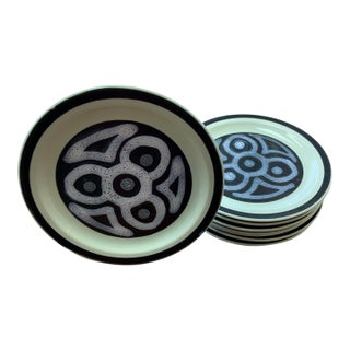 Late 20th Century Modernist International Stone Ware Lunch Plates- Set of 8 For Sale