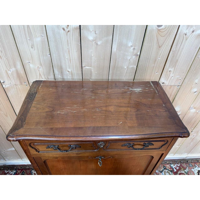 Metal Louis XV Style Drop-Front Secretaire Desk in Cherry Wood, 1950s For Sale - Image 7 of 11
