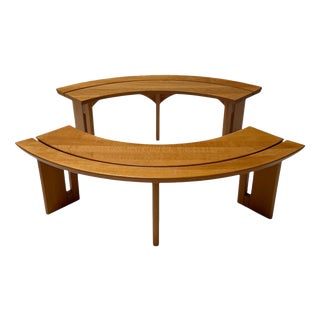 Curved Benches S38A by Pierre Chapo for Ebenisterie Seltz, France, 1970s, Set of 2 For Sale